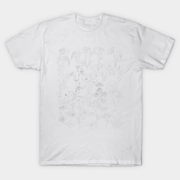 flower collection line drawing T-Shirt by colorandcolor